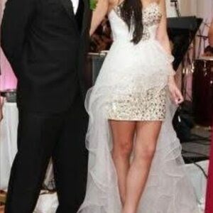 Elegant White and Gold Gown